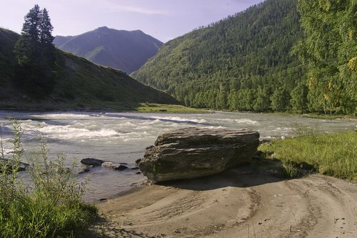 the altai mountains  siberia  river sensing