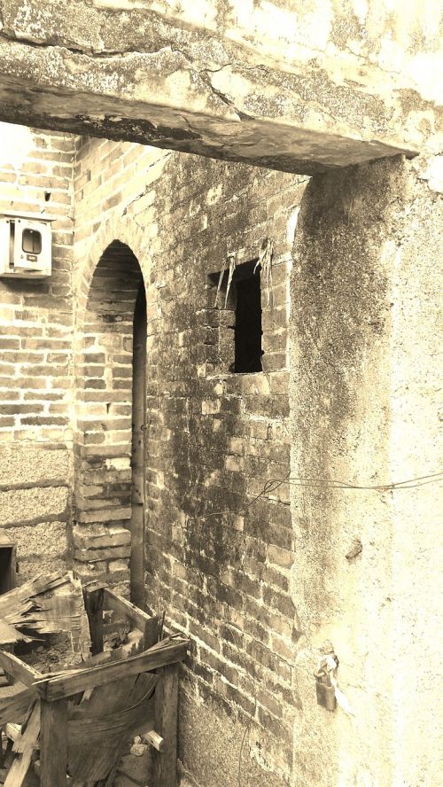 the ancient house brick wall