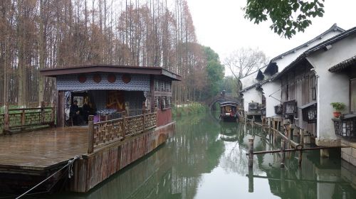 the ancient town wooden boat river