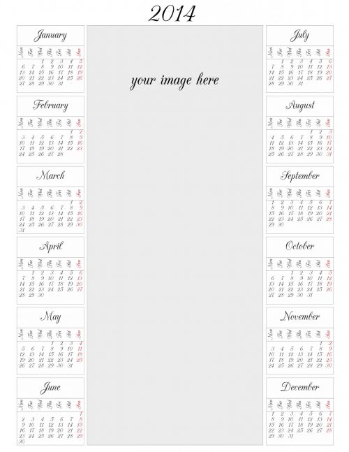 The Calendar Grid For 2014