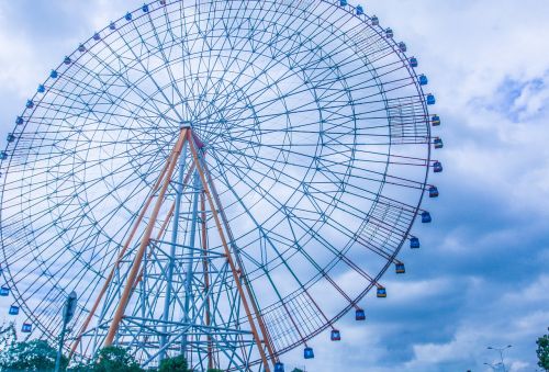 the ferris wheel wide angle blue