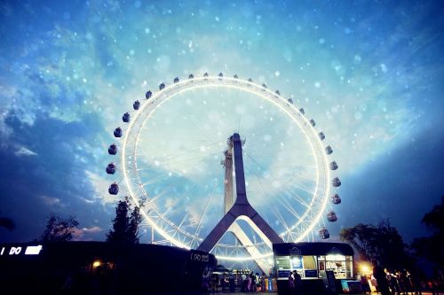 the ferris wheel beautiful blue