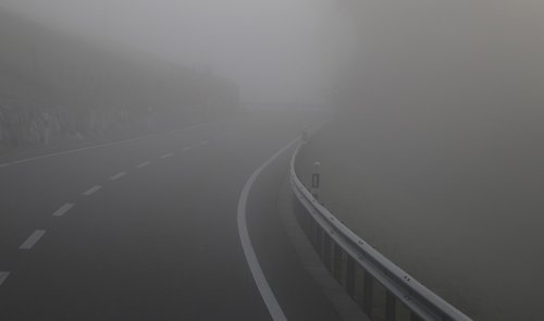 the fog  dawn  highway