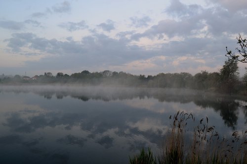 the fog  lake  landscape