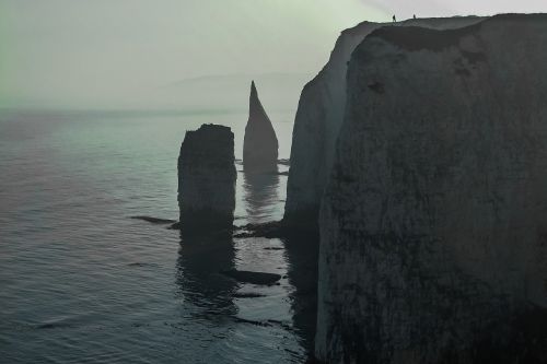 the fog old harry rocks sea