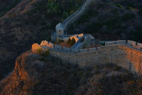 the great wall  the scenery  sunset
