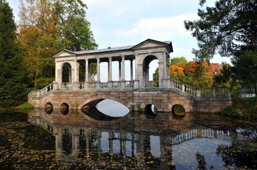 the marble bridge the palace ensemble tsarskoe selo park