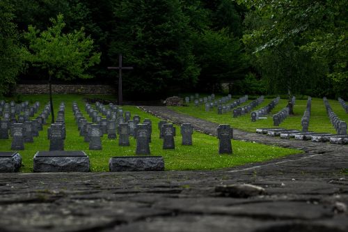 the military cemetery cross tombstones
