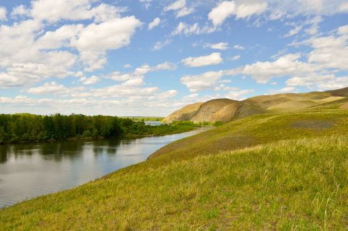 The Mountains, River And Sky