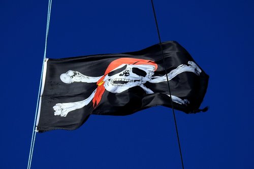 the pirate flag  ship  the baltic sea