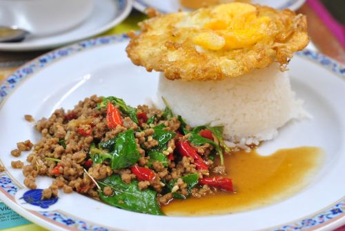 the pork fried rice made thailand food dish