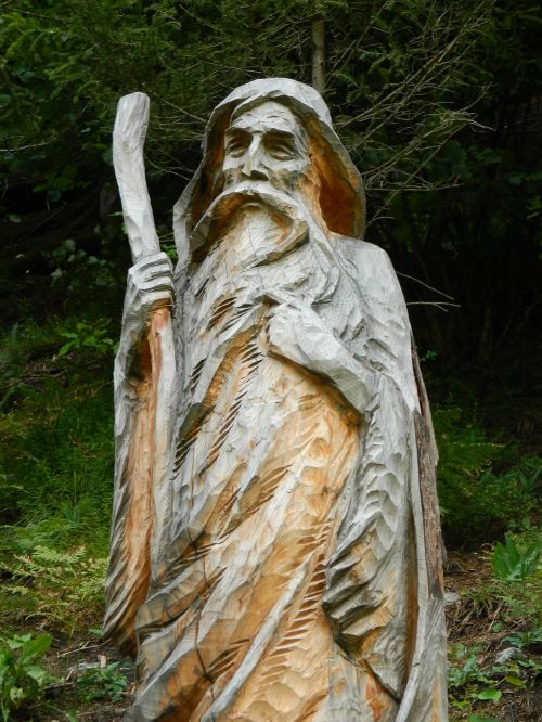 the statue of woodcarving wood