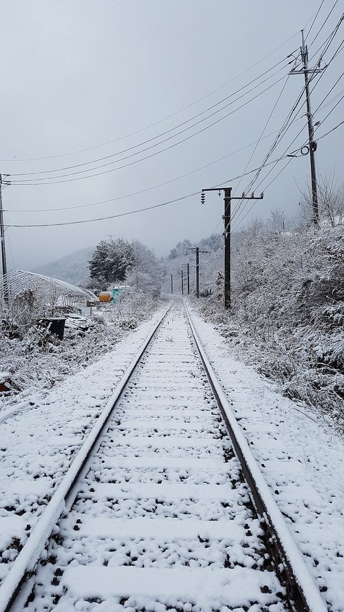 the train path  winter  snow