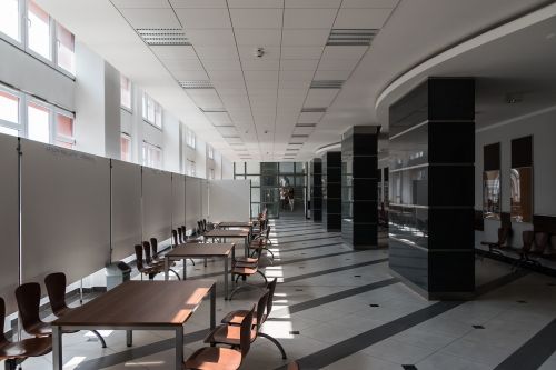 the university school corridor