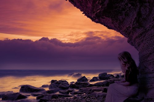 thinking  sunset  beach