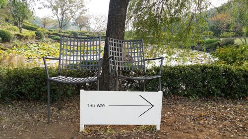 arrow signs bench
