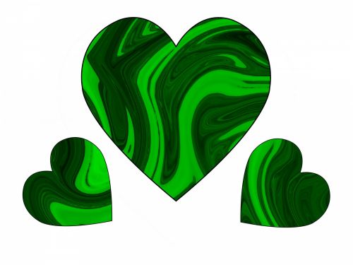 Three Green Swirl Hearts 1