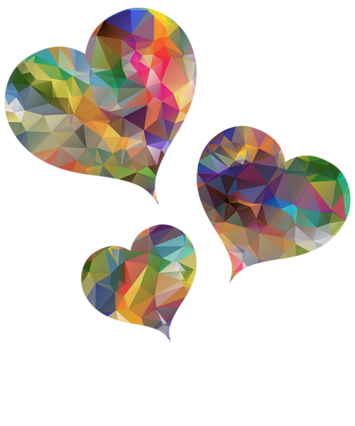 three hearts hearts painting poly shape