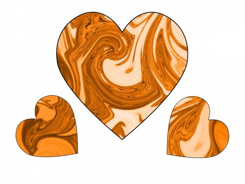 Three Orange Swirl Hearts 2