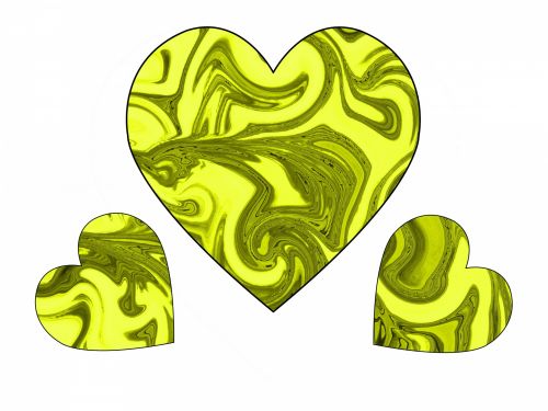 Three Yellow Swirl Hearts 2