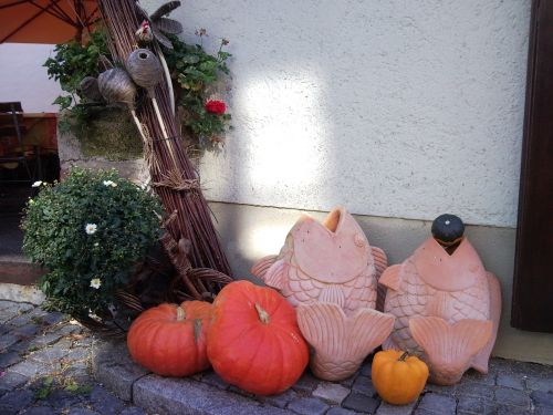 thrown fish pumpkin decoration