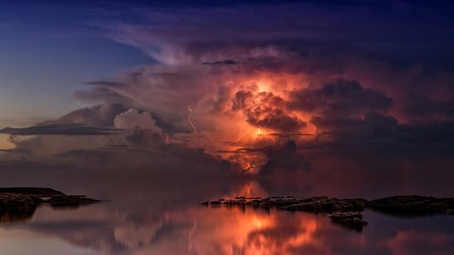 thunderstorm  ocean  twilight