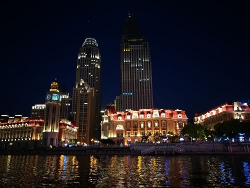 tianjin night view pier