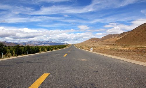 tibet road blue sky