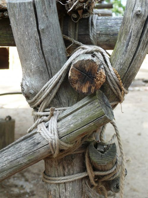 tied wood ropes