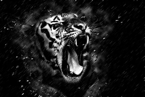 tiger head black and white