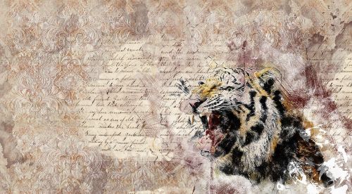 tiger roaring art