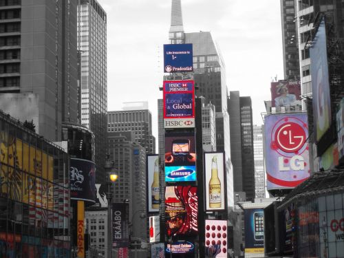 times square white black color new york