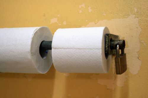 Toilet Rolls Secured With Padlock