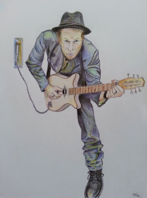 tom waits painted drawing