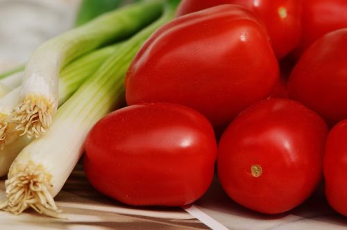 tomatoes spring onions vegetables