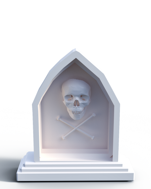 tombstone skull and crossbones bone