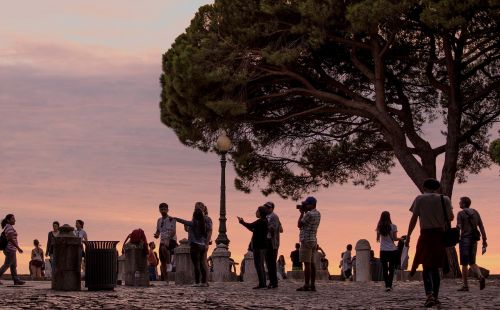 tourists lisbon background