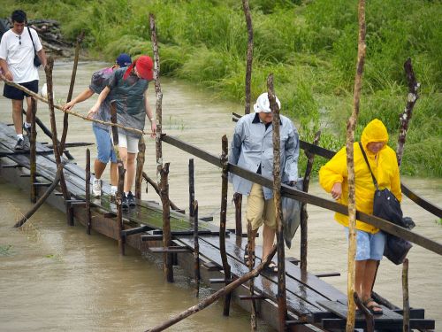 tourists amazonas river walkway