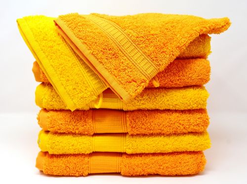 towels washcloth yellow