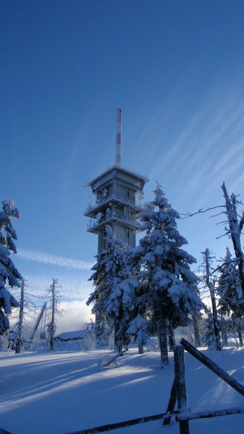 tower klínovec snow