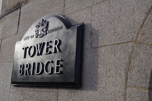 tower bridge london sign