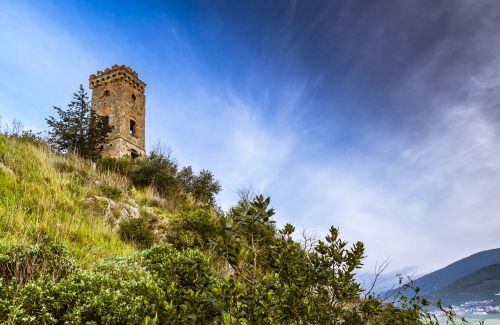 tower of caprona landscape tuscany