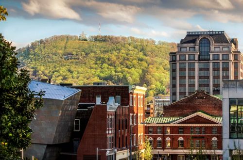 town urban center hillside