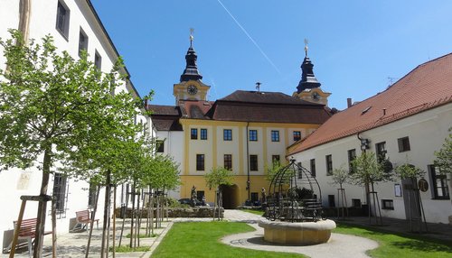 town hall  courtyard  czechia
