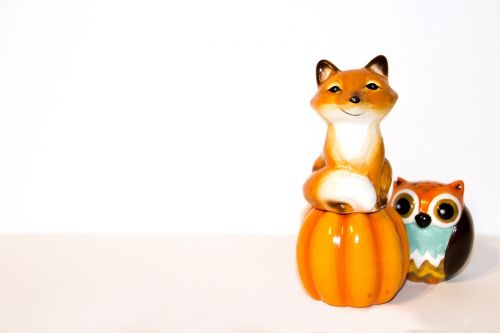 toy fox toy owl pumpkin
