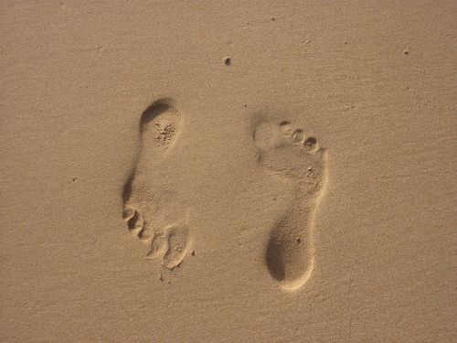 tracks in the sand feet prints