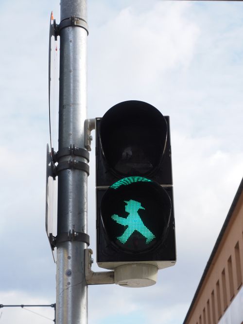 traffic lights footbridge little green man