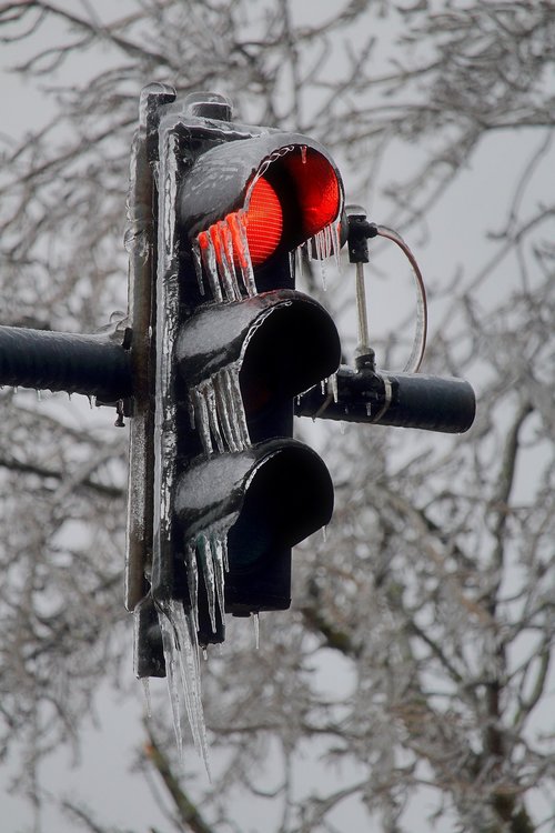 traffic lights  winter  icicles
