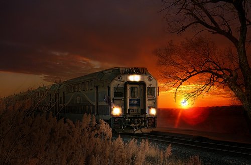 train  sun  warm colors