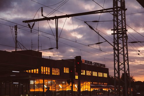 train  sunset  berlin